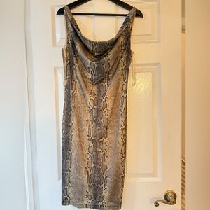 Georgiou Snake Print Cowl Midi Dress Size Medium